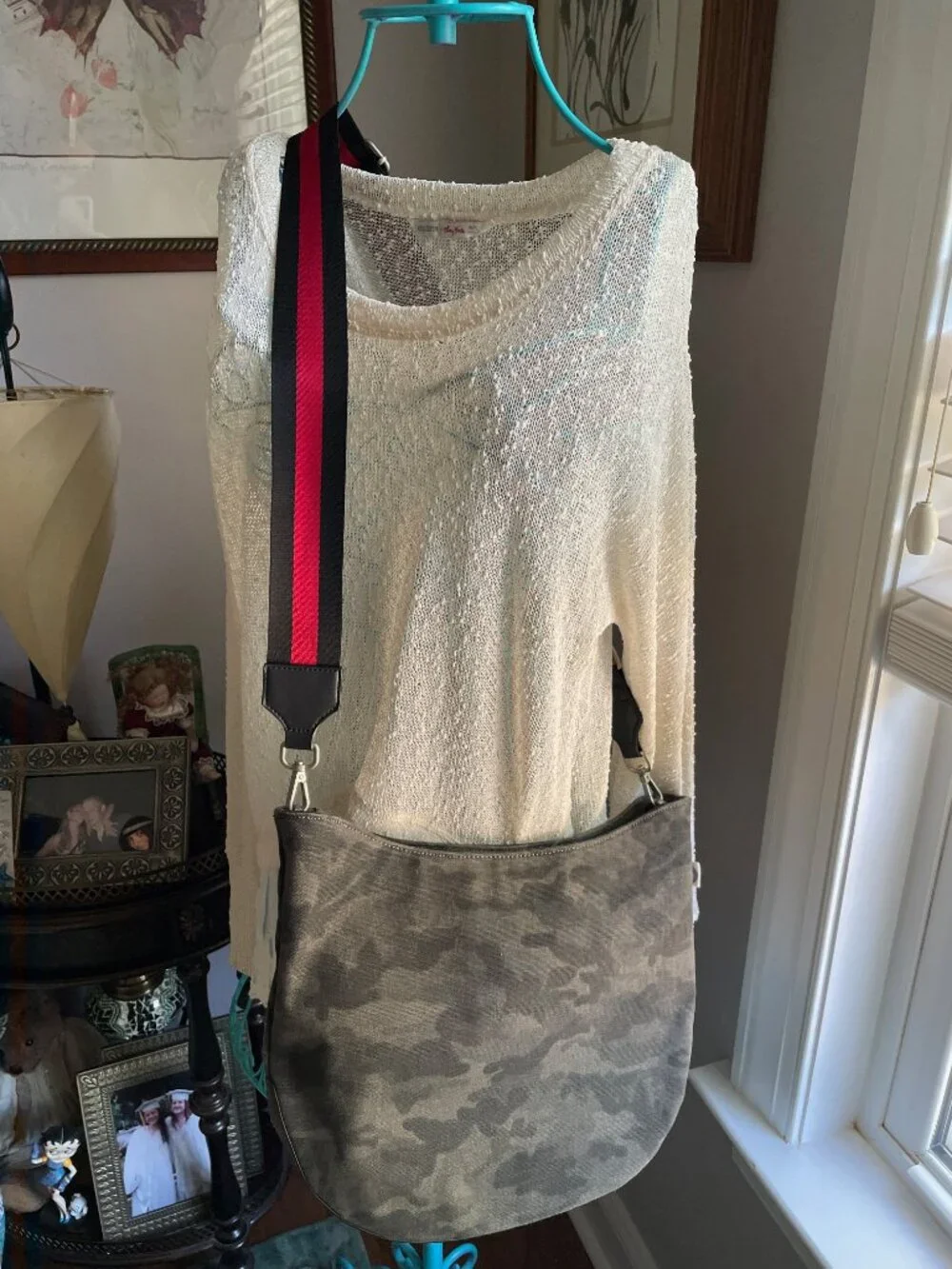 Koala Kanvas Gray Camo Canvas Crossbody Bag with Guitar Strap